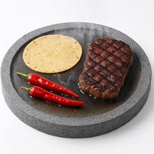 Volcanic Stone Comal - 12 in (30 cm) Round, 2.5 cm Thick | Comal de Piedra Volcánica para Tortillas | Stone Griddle for Gas Stove, Grill & Oven | Heat-Holding Plate for Asar Chiles & Carne