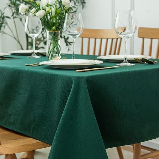 maxmill Christmas Hunter Green Tablecloth, Spill-Proof and Water Resistance Heavy Weight Soft Table Cloth for Christmas, Holiday and Family Gatherings, Dinner Rectangle 60 x 84 Inch, Hunter Green