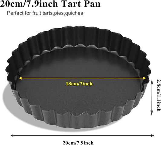 Mooisco 7 Inch Tart Pan Fluted Fruit Pie Pans with Removable Base Nonstick Coating Tarts Molds for Baking Supply For Pizza Tartlet Cake Quiche
