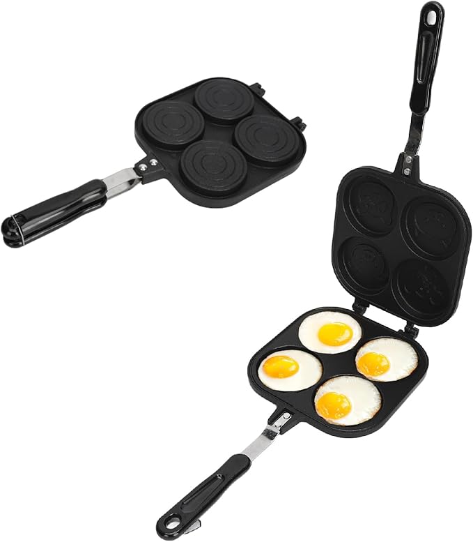 GOWENIC Double Sided Pancake Pan, Aluminum Alloy Non Stick Coating Pan for Waffles, Portable High Efficiency Pancake Pan for Outdoor Cooking Camping Picnics