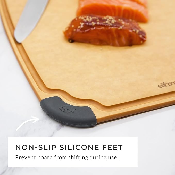 Elihome Essential Series 3-in-1 Cutting Board Set, Knife Friendly, Dishwasher Safe, Juice Groove, Reversible, Non-Porous, Eco-Friendly, Set of 3