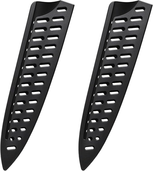 FOCMKEAS 2 Pcs Safety Knife Cover Sleeves for 6 Inch Chef Knife Sheath Blade Protector for Home Kitchen PP Universal Knife Sheath for Knife Protection Black