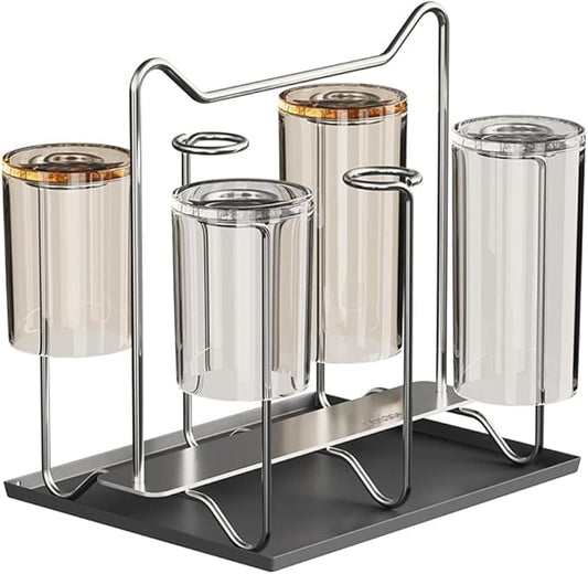Cup Drying Rack Stand, Stainless Steel 6 Cups Mug Drying Rack Drainer Holder, Countertop Cup Rack Dryer for Glasses, Tumbler, Water Bottle