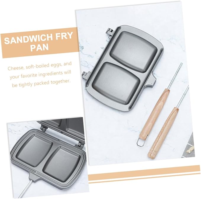 Non-stick Double-sided Frying Pan Sandwich Baking Machine for Home Use Stovetop Press for Sandwiches Waffles Eggs