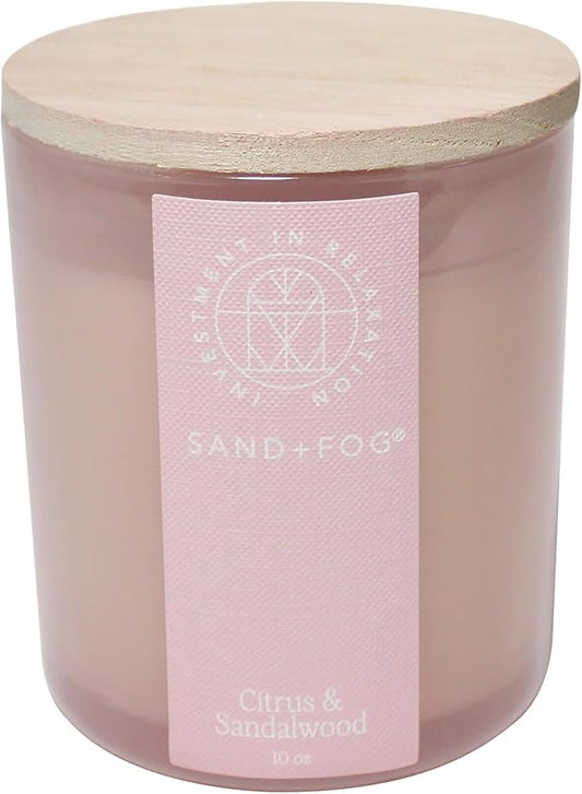 Sand + Fog Scented Candle - Citrus & Sandalwood – Additional Scents and Sizes – 100% Cotton Lead-Free Wick - Luxury Air Freshening Jar Candles - Perfect Home Decor – 10oz
