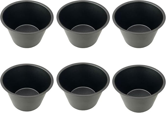 Heluok Pack of 6 Nonstick Popover Pans, Individual Miffin Cupcake Pan, Carbon Steel Yorkshire Pudding Pan, Reusable Egg Tart Molds, Large Round Oven Baking Pans - Black (3.5" x 2.2")