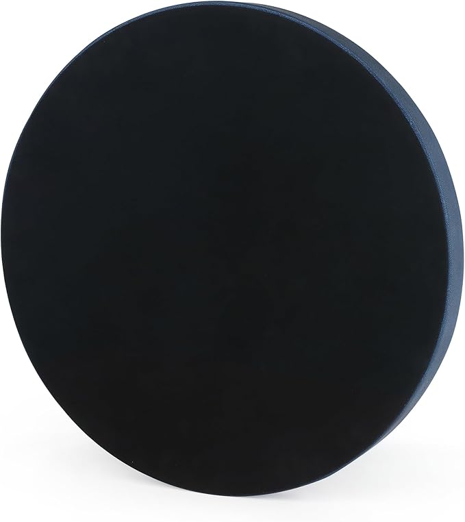 HofferRuffer Large Round Serving Tray 24'', Elegant Faux Leather Circle Ottoman Table Tray, Serve Tea Coffee Breakfast in Bedroom Living Room Kitchen (Blue)