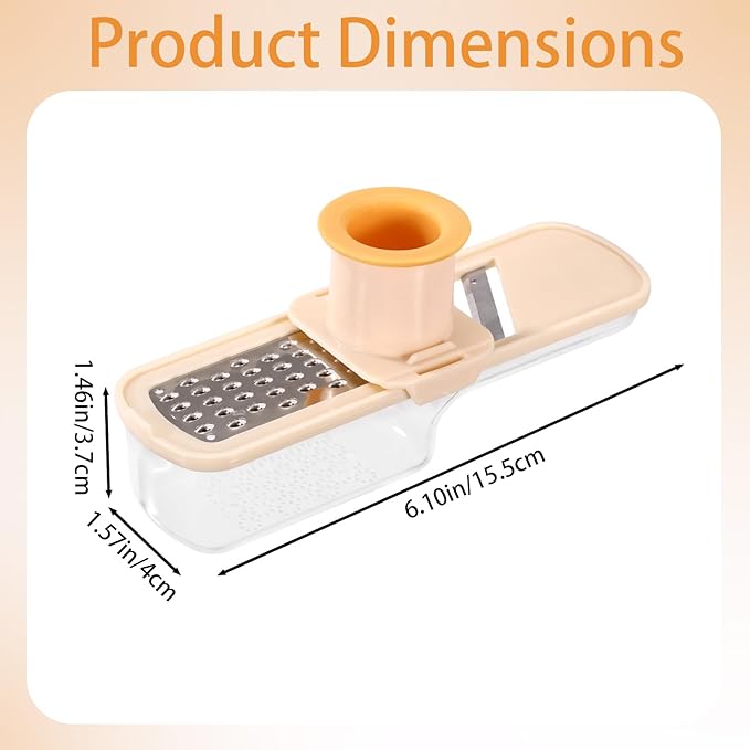 Mini Garlic Slicer, 3-in-1 Multi Function Mandoline Slicer with Container for Grinding Grating and Mincer Slicing Garlic Ginger Vegetable Practical Home Kitchen Appliances Essentials Tool(White)