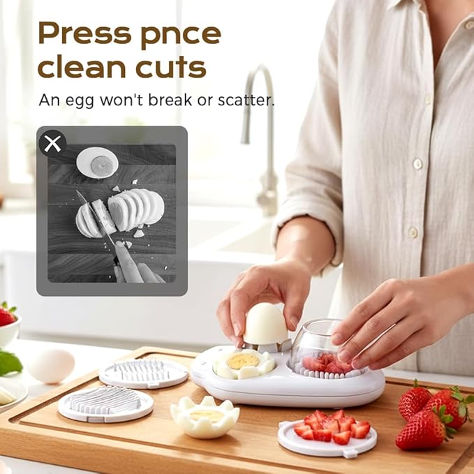 3 In 1 Egg Slicer For Hard Boiled Eggs, Heavy Duty Egg Slicer with 3 Cutting Modes, 2026 New Stainless Steel Egg Cutter for Hard Boiled Eggs Strawberry, Grape, Mushroom, Kitchen Dicer Tool (2)