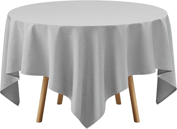 Faux Linen Square Tablecloth for Dining Room,Waterproof Texture Decorative Farmhouse Rustic Table Cloth for Indoor Outdoor Party Holiday Banquet Picnics Patio 52 x 52 Inch (Square),Cool Grey