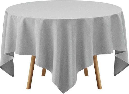 Faux Linen Square Tablecloth for Dining Room,Waterproof Texture Decorative Farmhouse Rustic Table Cloth for Indoor Outdoor Party Holiday Banquet Picnics Patio 52 x 52 Inch (Square),Cool Grey