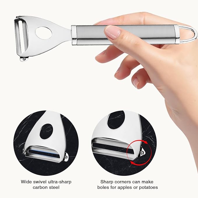 Vegetable Peeler Stainless Steel for Kitchen, Y-Shaped and I-Shaped Peelers Potato - Fruit and Vegetable Peelers for Kitchen with Non-Slip Ergonomic Handle, Sharp Blade Peelers (3PCS)