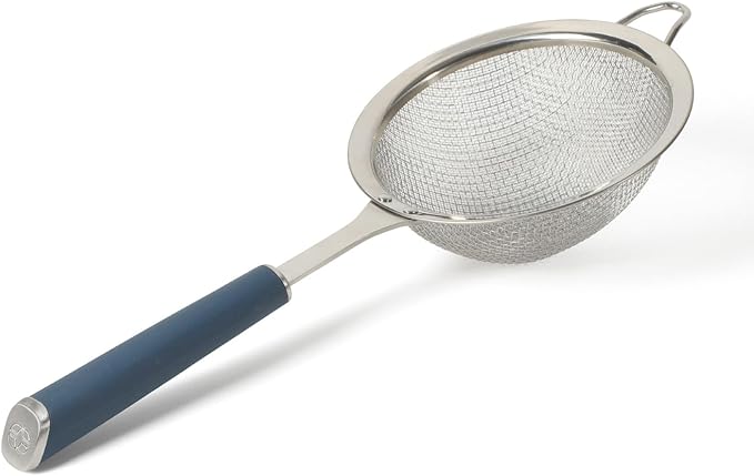 Calphalon Edge Stainless Steel Strainer w/Thermoplastic Rubber Handle - Navy Blue