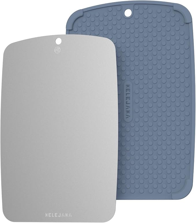 Pure Titanium Dual-Side Cutting Board with Non-Slip Pad ¨C Hygienic, Warp-Proof, Dishwasher Safe Kitchen & Outdoor Chopping Board, 13.4" x9"