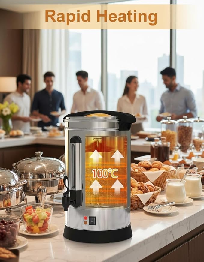TROPOW 120 Cups Coffee Urn - 18L Commercial Coffee Maker with Hot Beverage Dispenser and Keep-Warm Function,Coffee Pot for Events,Offices,Parties and Catering,Sliver
