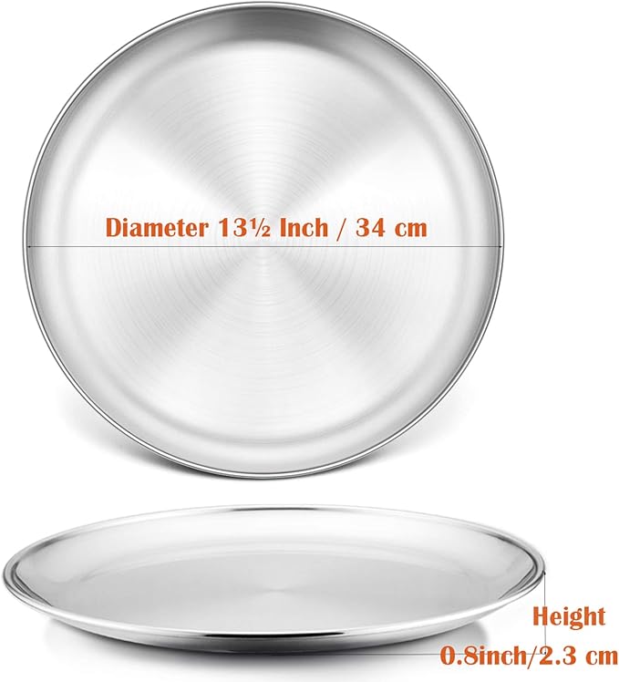P&P CHEF Pizza Pan Bakeware for Home Kitchen, Stainless Steel Pizza Tray for Baking Pizza, Healthy & Reusable & Easy Clean, Oven & Freezer Safe, 13.5 Inch & Silver