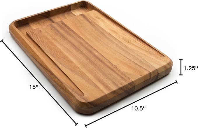 Ironwood Gourmet Big Catch Cutting Board, Acacia Wood, 10.5 x 15 x 1.25 inches