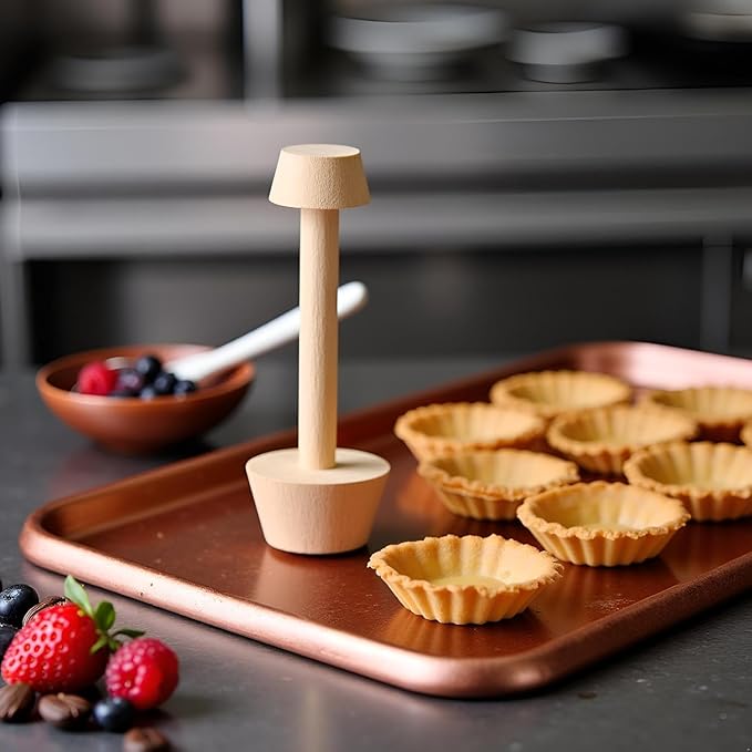 JIANSHUILIAN 2Pcs Tart Tamper Pastry Tamper Double Side Wooden Egg Tart Tamper Mold DIY Cake Pastry Pusher for Kitchen Party Baking Tools Tart Tamper, Pie, Tart and Quiche Pans,Tart Pans