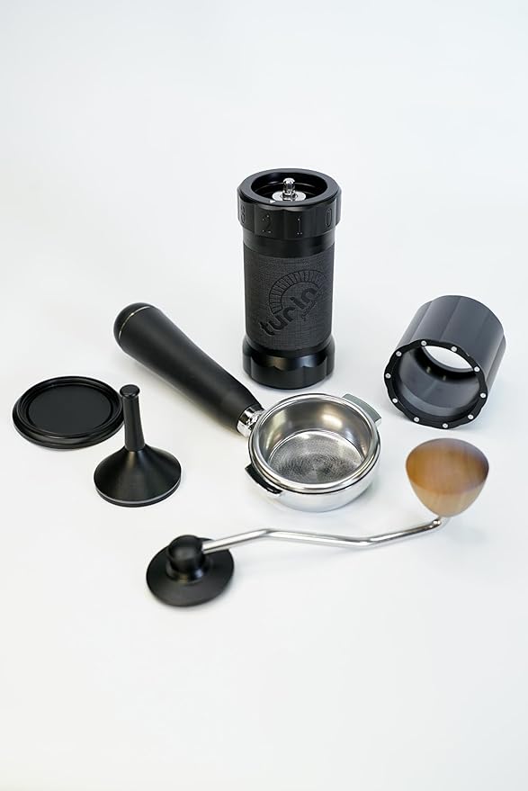 Turin H40 V2 Manual Coffee Grinder – 40mm Stainless Steel Burr, Adjustable for Espresso, Pour Over, French Press, Aluminum Body with Walnut Handle, Magnetic Dosing Cup, 30g Capacity