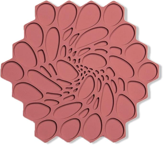 modern-twist 7 x 7" Hive Silicone Trivet, Heat Resistant Up To 675°F, Non Slip, Protects Table From Heat, Rouge, Pack of 1