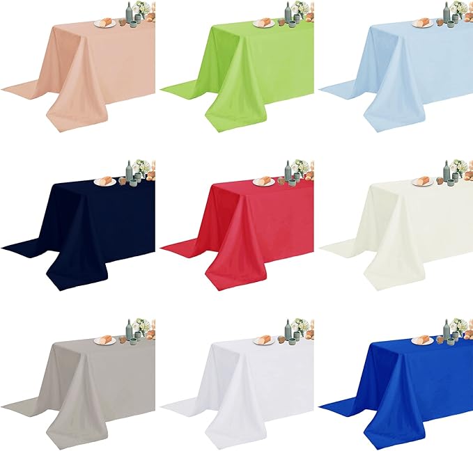 Fokitut 2 Pack Waterproof Rectangle Tablecloth, 60x102 Inch, Stain Resistant and Wrinkle Polyester Table Cloth, Fabric Table Cover for Kitchen Dining, Wedding, Party, Holiday Dinner-Royal Blue