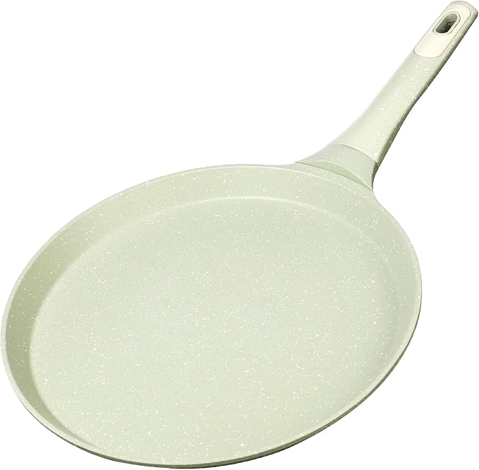 Xuanying Nonstick Crepe Pan, Coating Induction Compatible Skillet Griddle | Dosa Tawa Pan for Roti, Tortillas & Pancakes | Eco-Friendly 100% Free PFOA,PFAS, Lightweight with Cool-Touch Handle