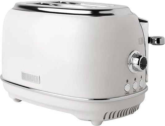 Haden Heritage 2-Slice Wide-Slot Toaster, Stainless-Steel Bread Toaster with Adjustable Browning Control, Non-Slip Feet & Crumb Tray, Ivory & Chrome
