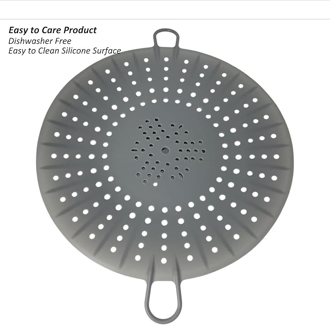 Korean Made Silicone Steamer Basket 10' Size, Silicone Steamer Insert for Pot Flexible Design (Gray) Stocking Stuffer