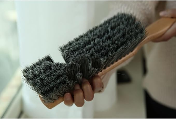 Soft Bristle Hand Brush Wooden Handle for Woodworking Shop Bench, Sawdust Removal Non-Scratch 14 Inch Long (2pcs Brown)