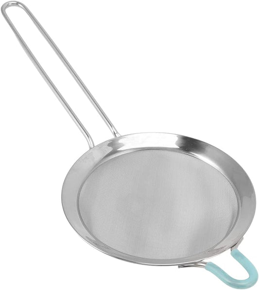 60 Mesh Fine Mesh Strainers, Stainless Steel Sieve Fine Mesh Strainer Handheld Flour Colander with Long Handle, Flour Sifter for Kitchen (14cm)