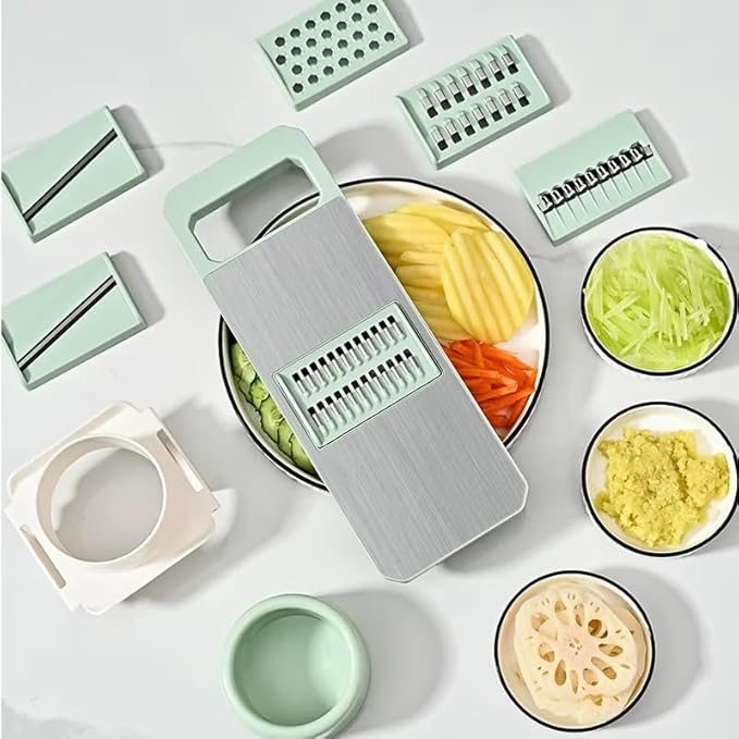 ANAM Mandoline Slicer & Vegetable Cutter – 6-in-1 Manual Food Chopper with Container – Stainless Steel Blades for Onions, Fruits & Vegetables – BPA-Free, Dishwasher Safe, Non-Slip Base, Easy Meal Prep