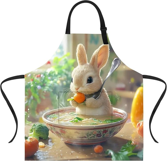 Funny Cat Apron with 2 Pockets Waterproof for Men Women Kitchen Garden Decor