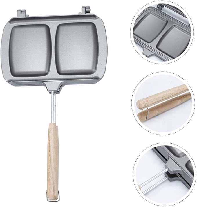 Breakfast Sandwich Maker Double Sided Non Stick Frying Pan Stovetop Press for Cooking Sandwiches Waffles Eggs and More Ergonomic Handle for Easy Use for Outdoor and Indoor Cooking
