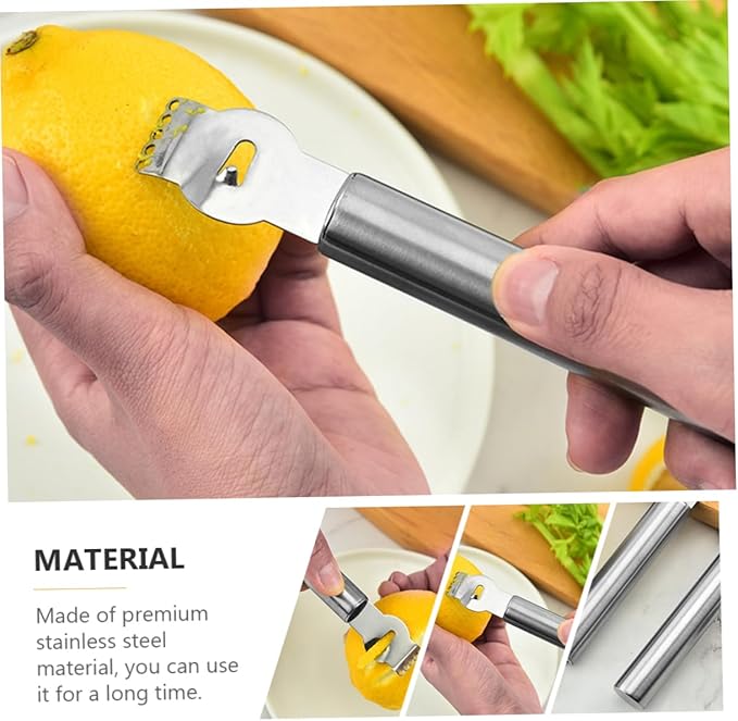 Homoyoyo 3PCS Stainless Steel Lemon Zester Grater Set Multi-Purpose Citrus Peeler Tool for Kitchen Ergonomic Design for Fruits Vegetables for Home Cooking