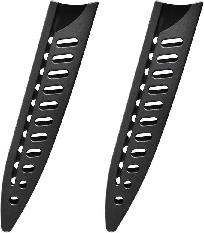FOCMKEAS 2 Pcs Safety Knife Cover Sleeves for 5 Inch General-Purpose Knife Sheath Blade Protector for Home Kitchen PP Universal Knife Sheath for Knife Protection Black