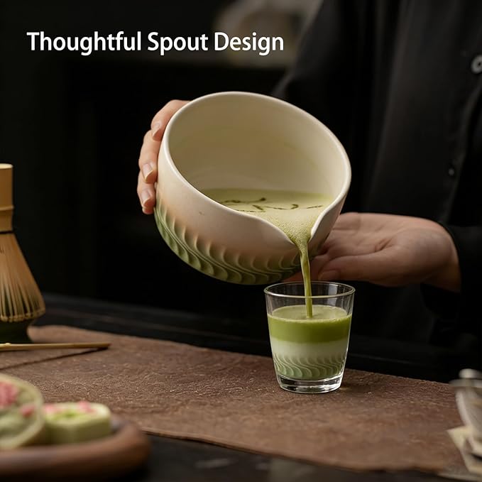 Matcha Whisk Set, 8 Pcs Ceramic Matcha Set Includes Bowl,Matcha Whisk (Chasen) and Holder, Sifter,Scoop and Spoon - Matcha Kit for Matcha Lovers,Gift for Family and Friend
