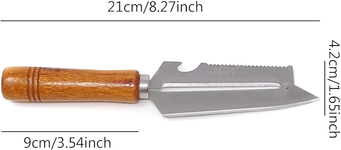 Honbay Sharp Multifunctional Stainless Steel Wooden Handle Knife Fruits Peeler Vegetables Knife Fish Scales Scraper Bottle Opener