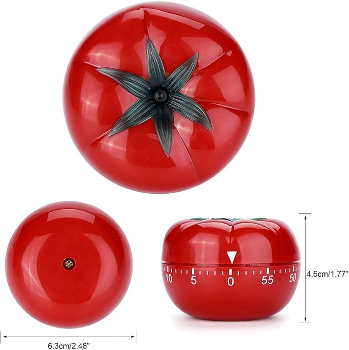 Tomato Shaped Mechanical 60 Minutes Countdown Timer Kitchen Cooking & Baking Helper Count Up Down Magnetic Timer Clock with Alarm Fast Setting(6.3x4.5cm)