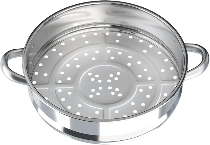 5 Tier Stainless Steel Steamer Cookware Pot with Glass Lid - 26/28/30cm for Home & Restaurant