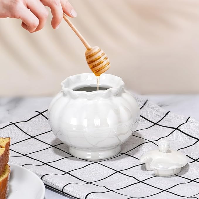 Iridescent Sugar Bowl with Lid and Spoon, Ceramic Sugar Bowl, 9oz Sugar Jar for Coffee Bar, Salt Box Sugar Containers for Seasoning, Spice, Sauce, Elegant Decor for Kitchen Countertop