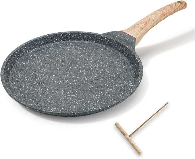 Bobikuke 8 inch Crepe Pan, Nonstick Pan for Crepes Omelette Tortillas Crispy Pancake, Dosa Tawa Tortilla Pan, Griddle Pancake Pan for Roti Indian - Black