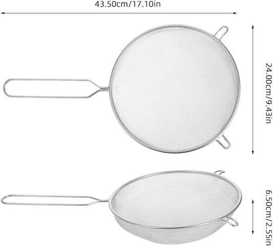 Noodles Colander 10in Stainless Steel Mesh Strainer with Handle for Cooking and Skimming Cooking Striner Metal Skimmer Spoon Stainless Steel Colanders Food Strainers Japan Flour