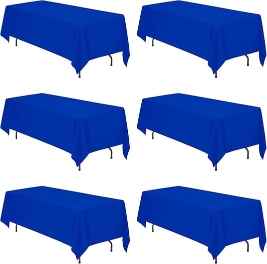 BRILLMAX 6 Pack Royal Blue Tablecloths 70 x 120 Inch for 6ft & 8ft Rectangle Tables - 150 GSM Polyester Fabric, Universal Fit, Water, Stain & Wrinkle Resistant Cloth Cover for Wedding Banquet