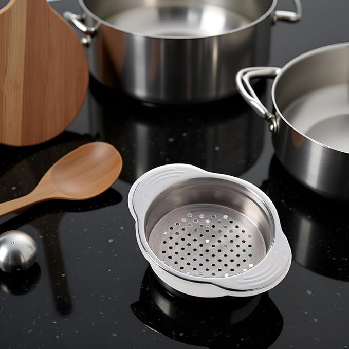 1Pc Silver Stainless Steel Food Can Strainer Sieve Tuna Press Lid Oil Drainer Remover, Unique No-Mess Dishwasher Design New Released Attractive Width 2cm Colanders and Food Strainers