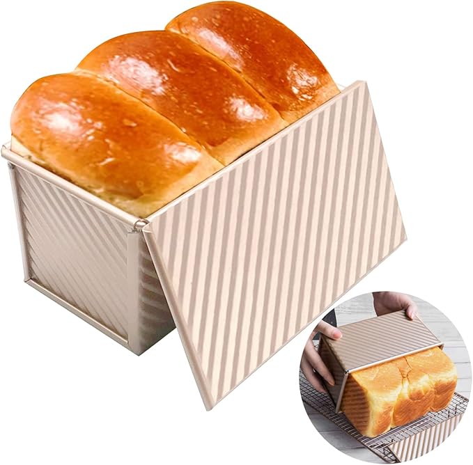 Loaf Pan with Lid Toast Mold Bread Baking Tray Nonstick Pullman Bread Mould with Cover Aluminum Alloy Bakeware for Baking Toast Loaf Bread (1lb,450g)