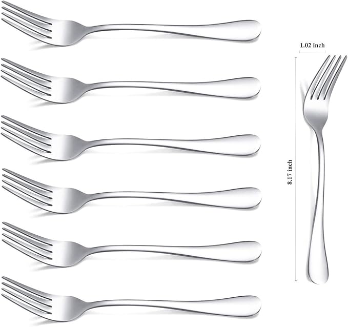 Kyraton Dinner Fork 6 Pieces, Stainless Steel 8.17 Inch Forks Silverware, Table Forks Set of 6