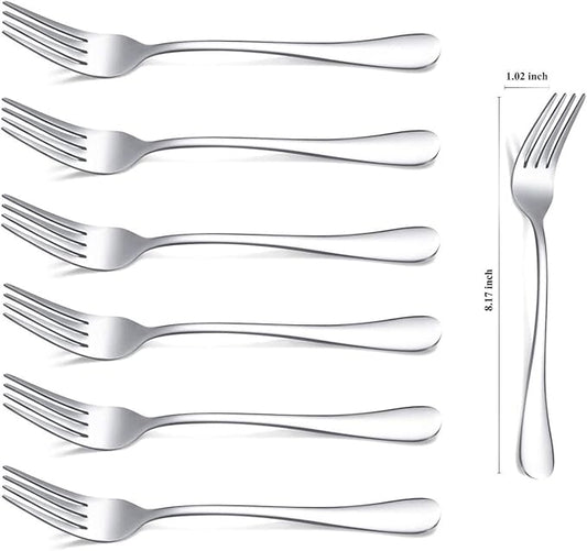 Kyraton Dinner Fork 6 Pieces, Stainless Steel 8.17 Inch Forks Silverware, Table Forks Set of 6