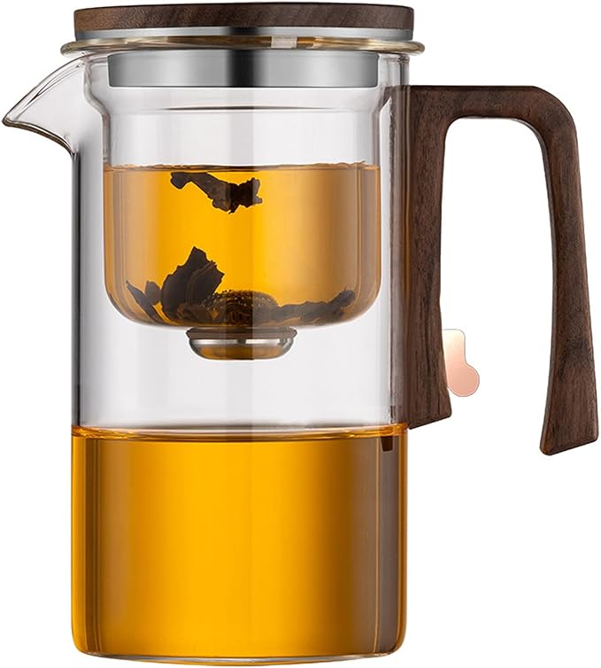 Glass Magnetic Tea Pot, Semi-Automatic Glass Teapot Kettle with Removable Glass Infuser, High Borosilicate Heat-resistant Glass Tea Maker for Blooming and Loose Leaf