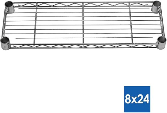Shelving Inc. 8" d x 24" w x 54" h Chrome Wire Shelving with 4 Tier Shelves, Weight Capacity 800lbs Per Shelf