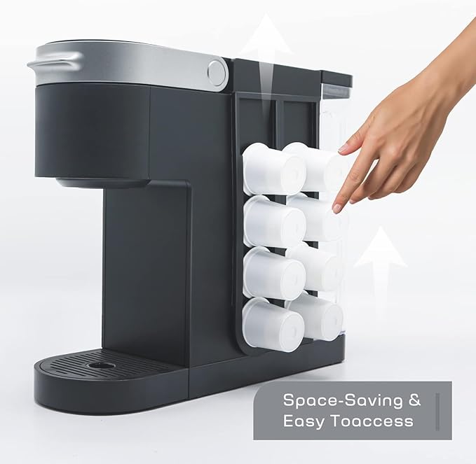 2Pcs Coffee Pod Holder for Keurig K-Cup, Side Mount Storage Organizer, Wall Mount Design, Space Saving K cup holder, Perfect for Counters Small Space(2 Packs/for 16 K Cups)